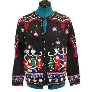 Vintage Designers Originals Embroidered Christmas Cardigan.